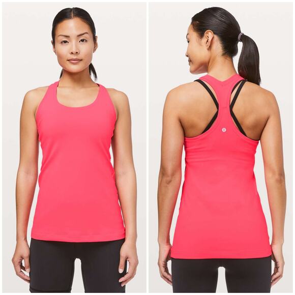 lululemon athletica Tops - Lululemon Cool Racerback Tank Top Electric Coral Neon Size 10 Luon Yoga Gym